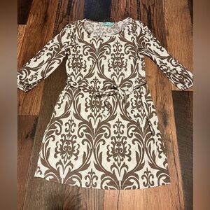 Filly Flair Brown and Cream Patterned Dress